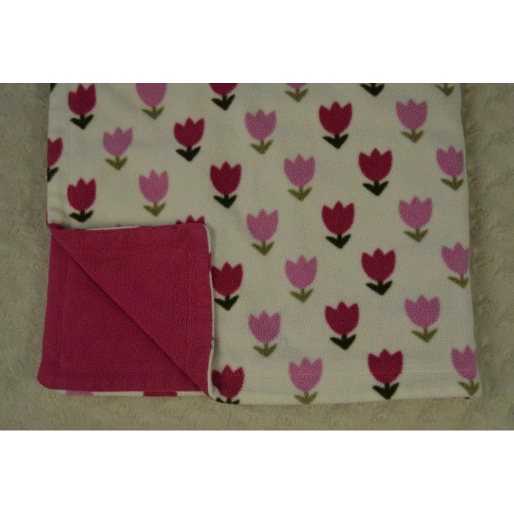 Dwell Studio for Target Tulips Flowers Baby Blanket Pink White Fleece Floral